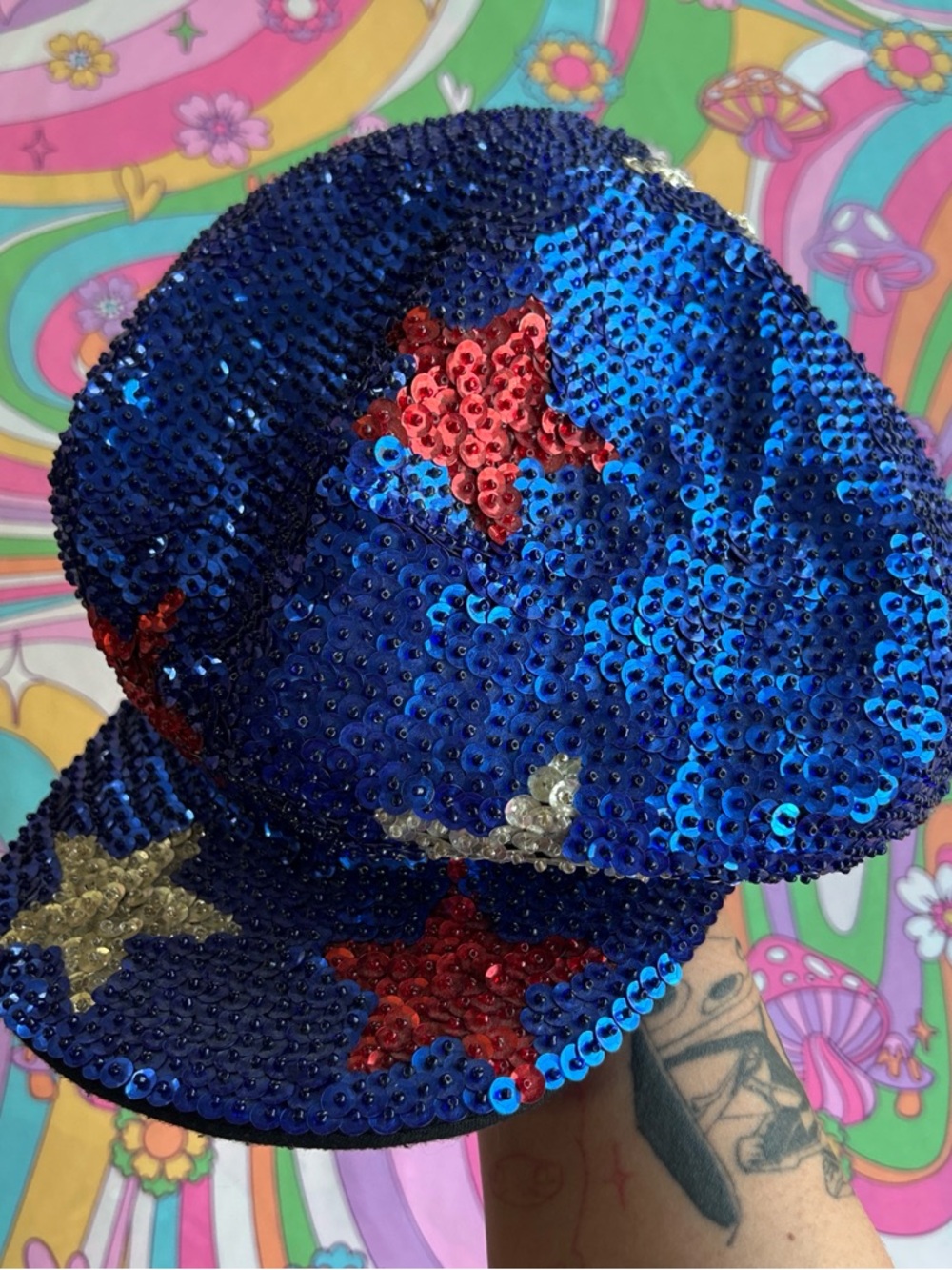 sequin hat ❤️⭐️💙